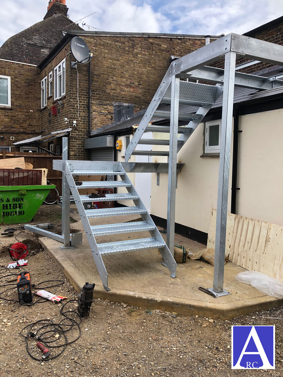 Galvanised Steel Outdoor Staircase Installation In Datchet Berkshire Galvanised Steel Outdoor Staircase Installation In Datchet Berkshire
