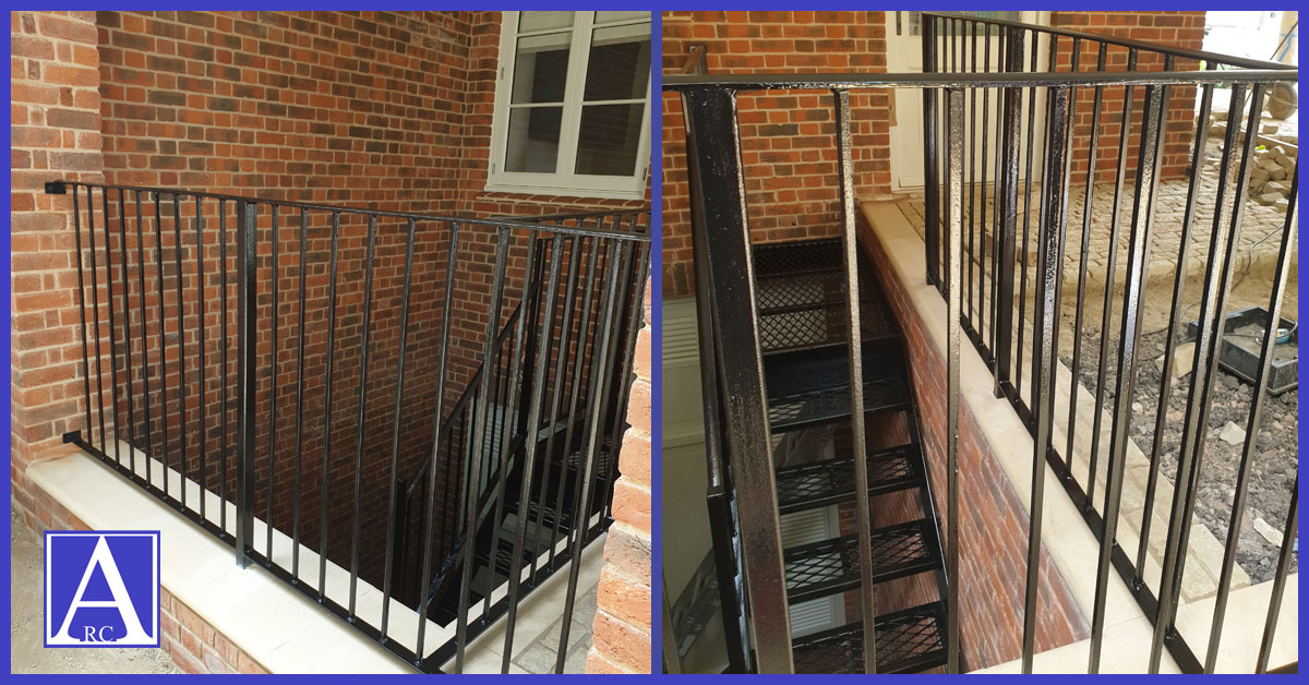 Steel Staircase & Light Well Railings For External Basement Access in ...